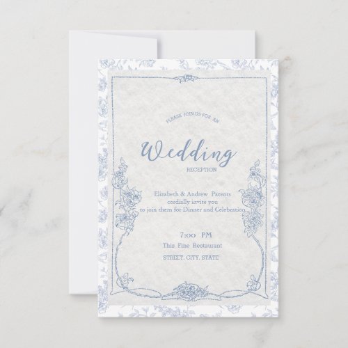  Dusty Blue French Floral Toile Wedding