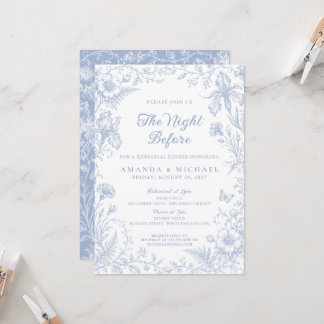 Dusty Blue French Night Before Rehearsal Dinner Invitation