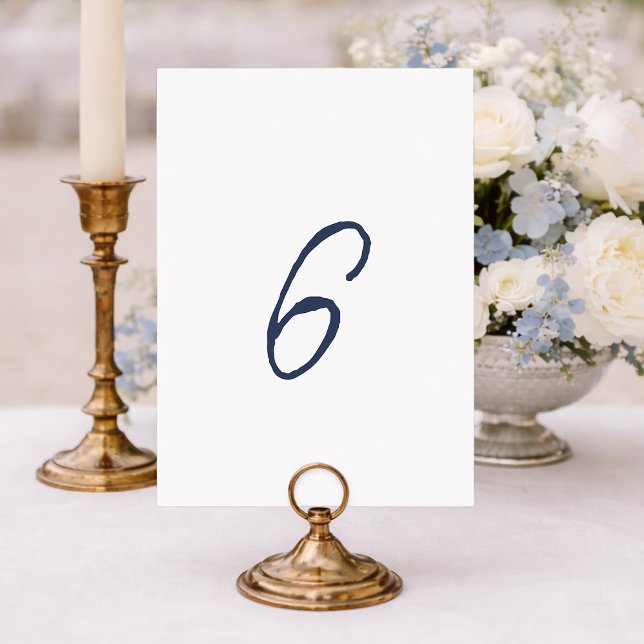 Dusty Blue French Stripe Wedding Table Number 6 (Creator Uploaded)