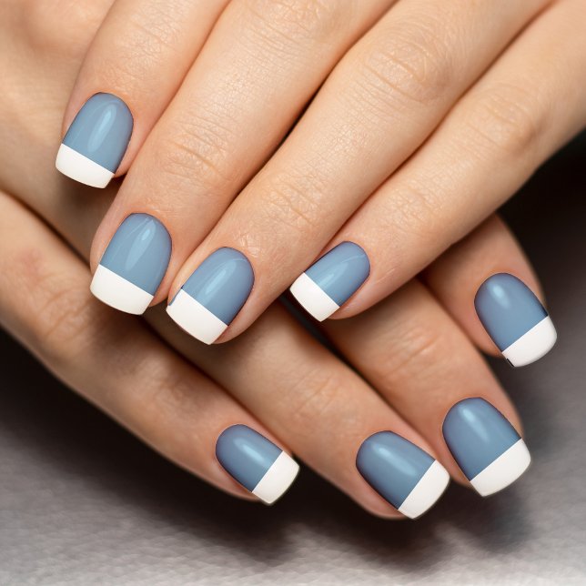 Dusty Blue French Tip Manicure Minx Nail Art (Dusty Blue French Tip Manicure Nail Art Set)