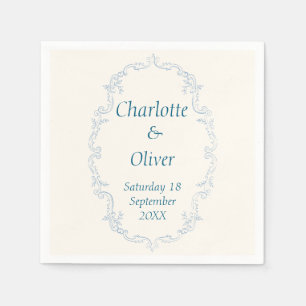Dusty Blue French Toile Custom Wedding Paper Napki Napkins