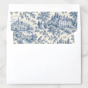 Dusty Blue French Toile de Jouy Wedding Envelope Liner