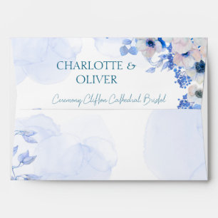 Dusty Blue French Toile Personal Wedding Envelopes