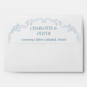 Dusty Blue French Toile Personal Wedding Envelopes