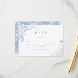 Dusty Blue French Victorian Wedding RSVP Enclosure Card