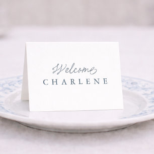 Dusty Blue French Wedding Place Card