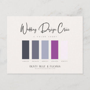 Dusty Blue Fuchsia Color Palette with Hex Codes Postcard