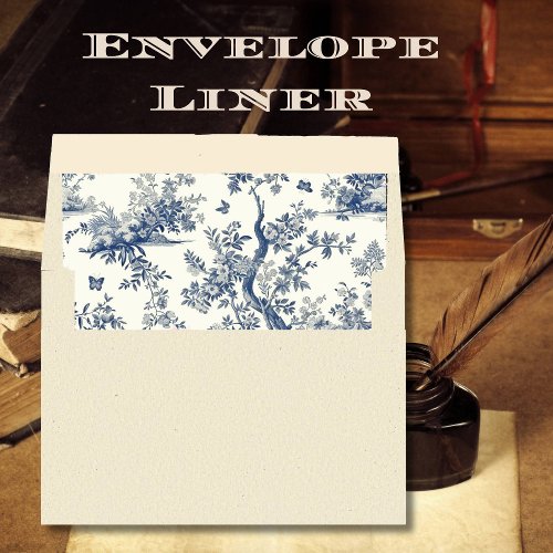 Dusty Blue Garden Butterfly French Toile Envelope Liner