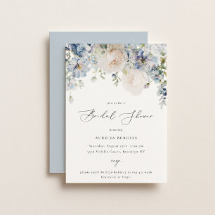 Dusty Blue Garden Floral Bridal Shower Invitation