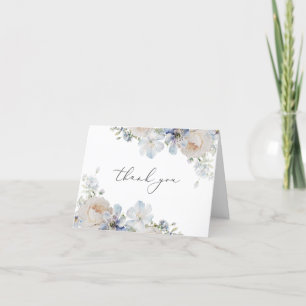 Dusty Blue Garden Floral Letterpress Thank You Card