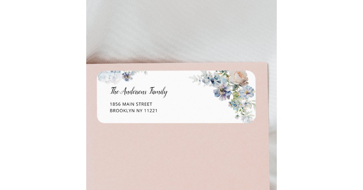 Dusty Blue Garden Floral Return Address Label | Zazzle