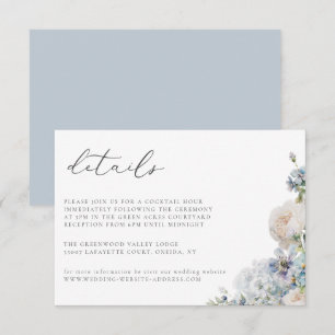 Dusty Blue Garden Floral Wedding Details Card