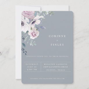 Dusty Blue Garden Floral Wedding Invitation