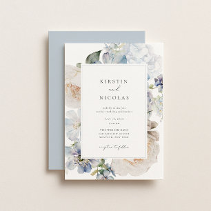 Dusty Blue Garden Floral Wedding Invitation