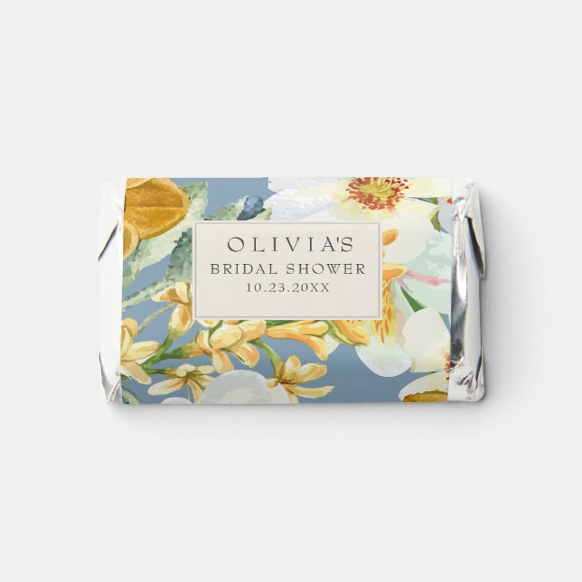 Dusty blue Garden flowers Spring Bridal Shower Hershey's Miniatures (Front)