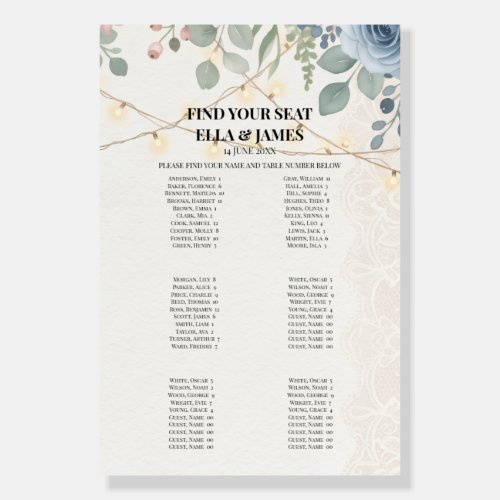 Dusty Blue Garden Seating Chart Sign