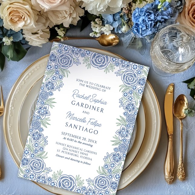 Dusty Blue Garden Summer Wedding Invitation (Creator Uploaded)