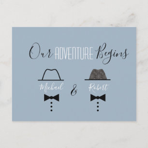 Dusty Blue Gay Wedding Save The Date Announcement Postcard