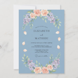 Dusty Blue Gentle Bloom Wedding Invitation