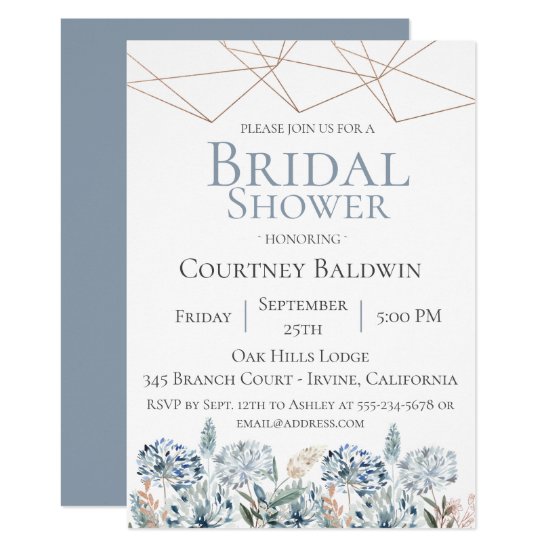 Dusty Blue Geometric Bridal Shower Invitation