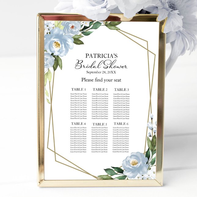 Dusty Blue Geometric Bridal Shower Seating Chart (Creator Uploaded)