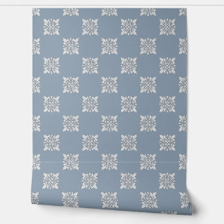 Dusty Blue Geometric Floral Peel and Stick Wallpaper