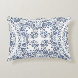 Dusty Blue Geometric Mandala Pattern Accent Pillow