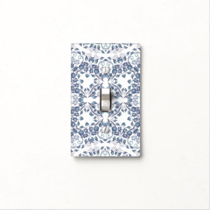 Dusty Blue Geometric Mandala Pattern Light Switch Cover