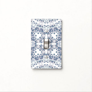 Dusty Blue Geometric Mandala Pattern Light Switch Cover