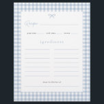 Dusty Blue Gingham Baby Shower Recipe Card Flyer<br><div class="desc">Very thin paper. Dusty Blue Gingham Baby Shower Recipe Card. Click the personalize button to customize this design.</div>