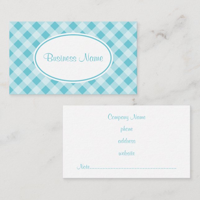 Dusty Blue Gingham Pattern Business Card (Front/Back)