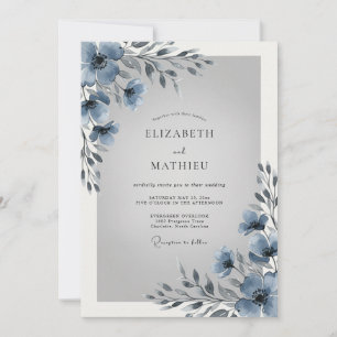 Dusty Blue Glacial Winter Wedding Invitation