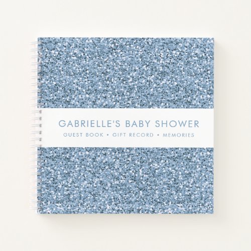 Dusty Blue Glitter Baby Shower Gifts  Guestbook Notebook