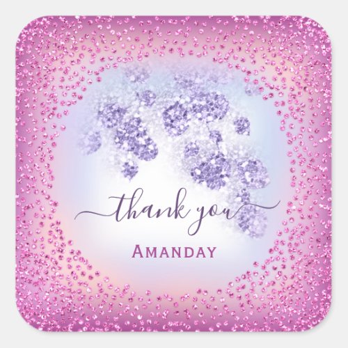 Dusty Blue Glitter Berry Thank Sweet 16th Purple Square Sticker