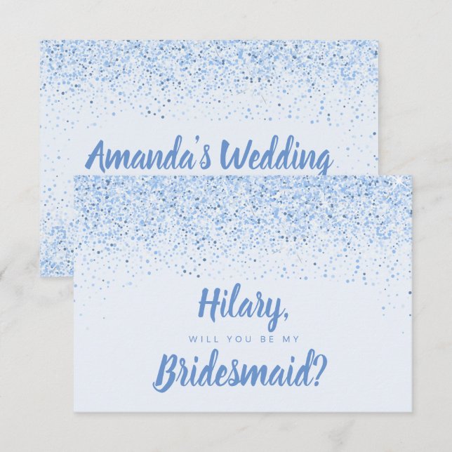Dusty Blue Glitter Bridesmaid Card (Front/Back)