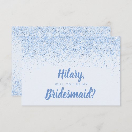 Dusty Blue Glitter Bridesmaid Card