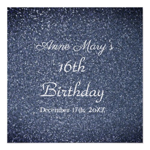 Dusty Blue Glittery Sparkle 16th Birthday Custom Poster