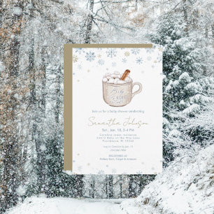 Dusty Blue & Gold Baby It's Cold Outside Shower Invitation
