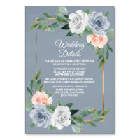 Dusty Blue Gold Blush Peach Wedding Insert Cards