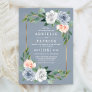 Dusty Blue Gold Blush Pink Peach Floral Wedding Invitation