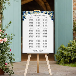Dusty Blue Gold Floral 9 Tables Wedding Seating   Foam Board