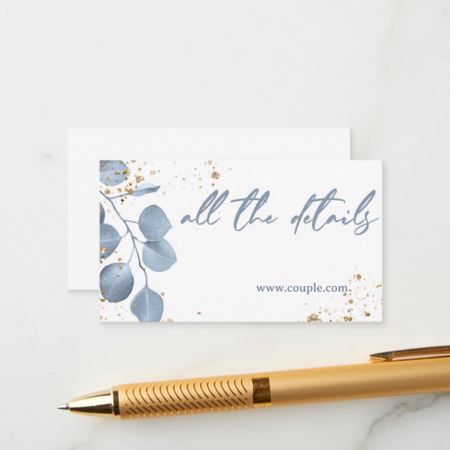 Dusty blue gold glitter details card (Front/Back In Situ)