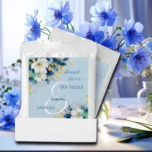 Dusty Blue Gold Glitter Floral Rehearsal Dinner Margarita Drink Mix