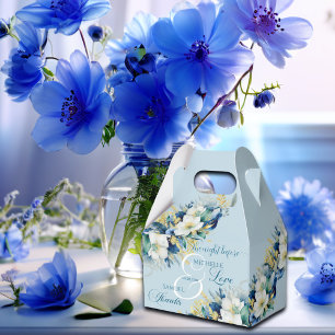 Dusty Blue Gold Glitter Floral The Night Before Favor Boxes