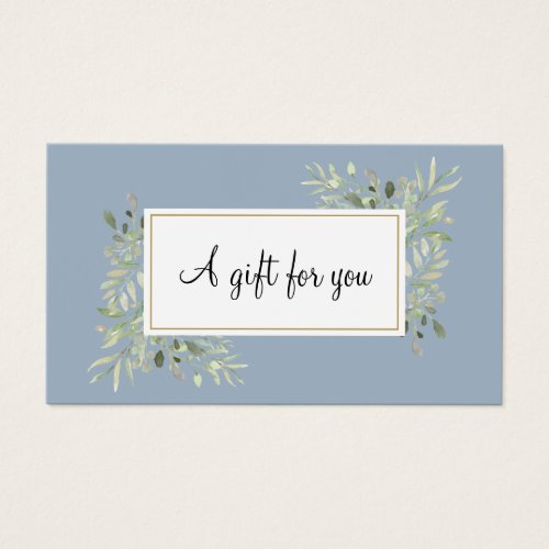 Dusty Blue Gold Greenery Business Gift Certificate