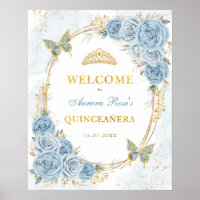 Dusty Blue Gold Quinceanera Mis Quince Welcome