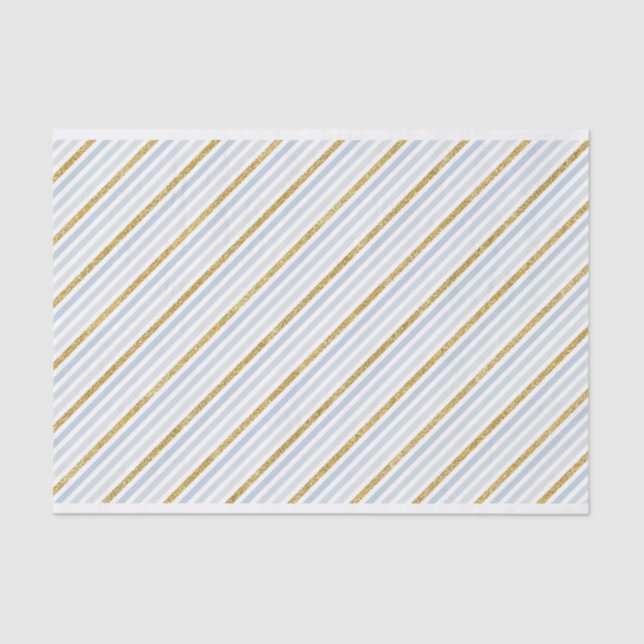 Dusty Blue & Gold Striped Tissue Paper | Winter  (Front)