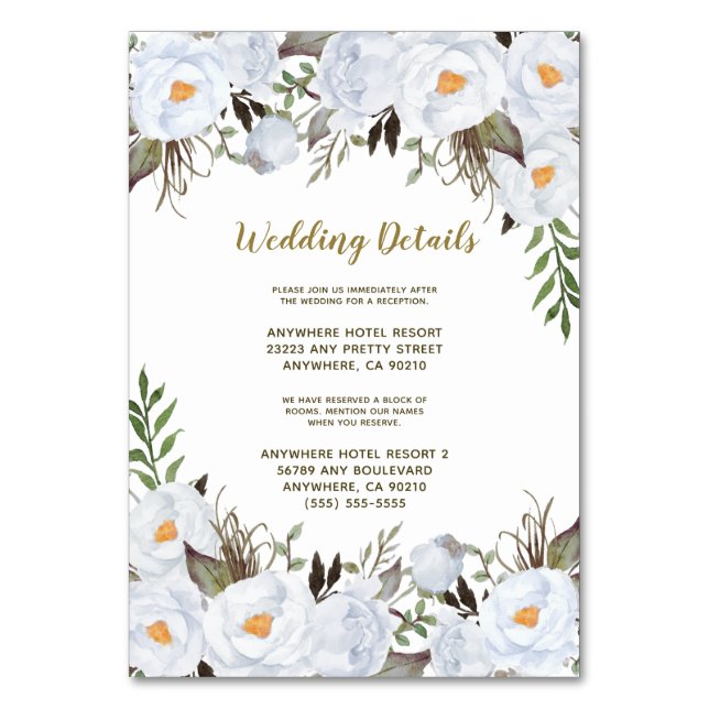 Dusty Blue Gold Vintage Wedding Enclosure Cards (Front)