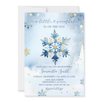 Dusty Blue Gold Winter Snowflake Baby Shower Invitation