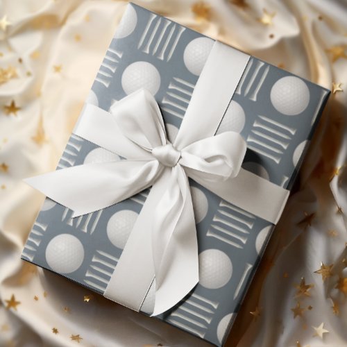 Dusty Blue Golf Ball and Tee Gift  Wrapping Paper